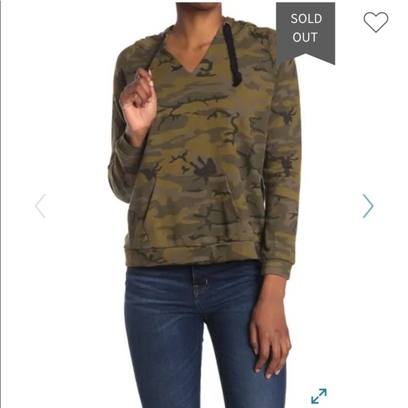 For the Republic Camo Print Hooded Sweatshirt Top - Picture 1 of 11